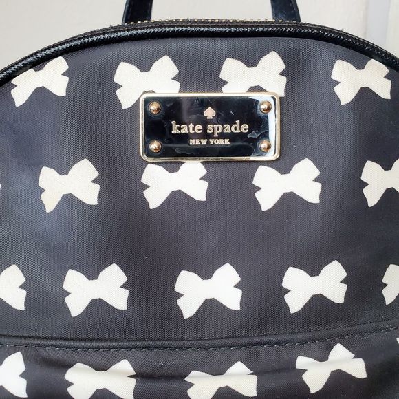 Kate Spade Wilson Road Bow Backpack Small Bradley Travel Bag Black White Print - Picture 5 of 15